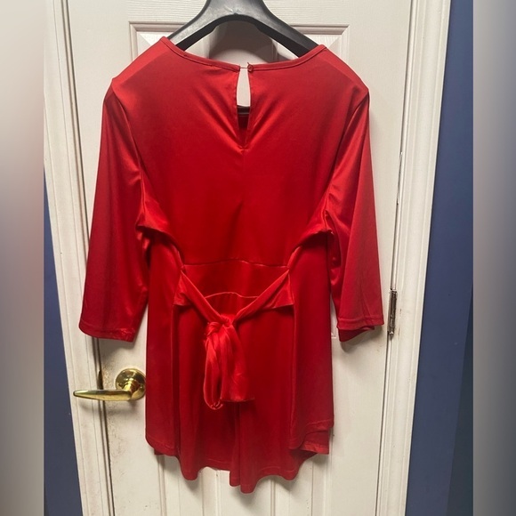 Miss Lili Women Tunic Top High Low Plus Size 1X with back Tie - Picture 2 of 8